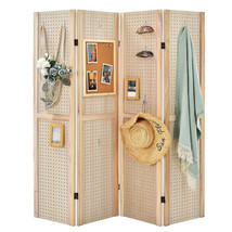 Costway 5&#39; Tall 4-Panel Pegboard Display Folding Privacy Screen Craft Display - £135.88 GBP