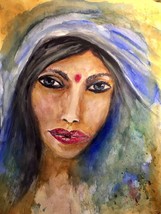 Original watercolour Indian woman in sari portrait.Woman painting.Indian woman w - £35.97 GBP