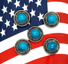Western Style Large Bead Faux Turquoise Concho / Conchos  1 Inch  Five C... - £7.89 GBP