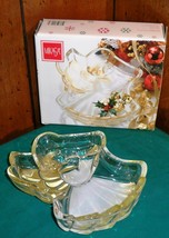 Mikasa &quot;Heavenly Song Gold&quot; Glass Candy Bowl / Relish Tray - $22.46