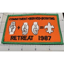 Commitment + Service = Scouting Retreat 1987 Patch - Boy Scouts - £9.55 GBP