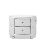 Proxy Hollywood Glamour Style Oval 2-drawer White Faux Leather Nightstand - $3,634.08 MXN