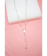 18K GOLD FILLED CATHOLIC GOLD MULTI COLOR BEAD ROSARY WITH CRUCIFIX AND... - $20.13 CAD
