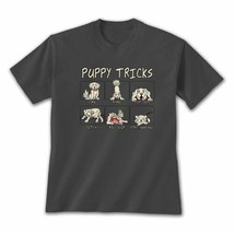 Puppy Tricks T-shirt S M L 2XL Dog Unisex New NWT Cotton Charcoal Gray Humor - £16.14 GBP