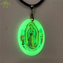 Luminous Virgin Mary Pendant Necklace Jesus Mother Glow In Dark Jewelry ... - £14.65 GBP