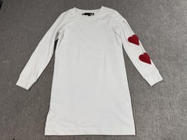 Love Moschino Sweater Dress Womens US 4 White Long Sleeve Heart Applique... - $29.69