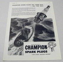 1945 Print Ad Champion Spark Plugs Commercial Fishing Boat in High Seas - £11.97 GBP