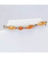Napier Bracelet 6-1/2&quot; Long Orange Amber Stone Estate Fashion Jewelry - $17.86 CAD