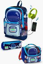 Kids Sax Blue Astronaut Patterned USB 3-Piece School Bag Set SET0123824 - £197.40 GBP