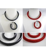 Black-Silver halographic and Red Jewelery set:Beaded Necklace-Bracelet, ... - $68.08 CAD+