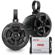 Waterproof Off-Road Speakers with Amplifier - 4 Inch 800W 2-Channel Marine Grade - £162.88 GBP