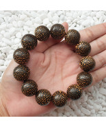 18 MM Indonesian Nibung Palm 13 Beads Bracelet Oncosperma Tigillarium  - £26.75 GBP