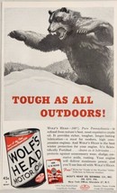 1955 Print Ad Wolf&#39;s Head Motor Oil Giant Bear Attacking Oil City,Pennsylvania - $13.93