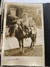Antique 2 PHOTOs  Girl On Pony Horse Donkey Jackass 1920’s on 5.5x7 album pages - £23.00 GBP