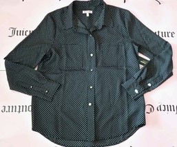 Juicy Couture black polka dot Blouse button up shirt Small new  - $35.59