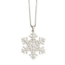 NEW SS Rhodium-Plated CZ Brilliant Embers Snowflake 18" Necklace - £100.97 GBP