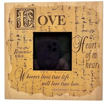 Picture Frame 7 inch Tan Engraved Love Sayings Holds Picture 2.5 x 2.5 - £7.10 GBP