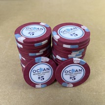 Lot Of 38 - Atlantic City $5 Oc EAN Resort C ASIN O Chips - $190 Cash Value - £195.55 GBP