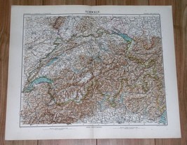 1908 Original Antique Map Of Switzerland / Alps Mountains - £16.04 GBP