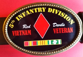 Vietnam Veteran 5th Infantry Division &quot;Red Devils&quot; Epoxy Buckle - New - £14.20 GBP