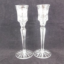 Set of 2 Crystal Clear Industries Chardoney Pattern Taper Candle Holders 7.5&quot; hi - £15.21 GBP