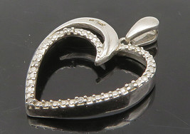 925 Sterling Silver - Shiny Genuine Diamonds Open Love Heart Pendant - PT12164 - £38.64 GBP