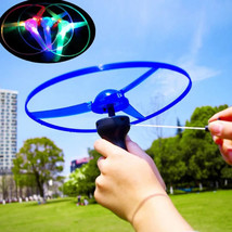 Led Light Up Pull String Flying Frisbee Kids Outdoor Toys-Set of 3-(3-colors) - £10.47 GBP