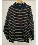 Vintage Trader Bay Velour Striped Long Sleeve Polo Shirt Mens L  skater ... - €20,21 EUR