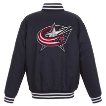 NHL Columbus Blue Jackets Poly Twill Jacket Embroidered Patch Logos JHD  Navy - £102.00 GBP