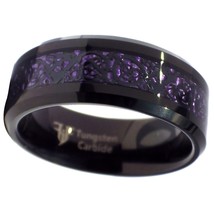Tungsten Black Celtic Dragon Ring Purple Carbon Fiber 8mm Womens Mens Sizes 5-17 - £32.12 GBP