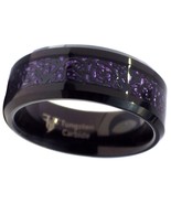 Tungsten Black Celtic Dragon Ring Purple Carbon Fiber 8mm Womens Mens Si... - £31.31 GBP