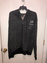 NWT Ocean Current Full Zip Mens Medium Hoodie Space Dye Black w/ Patches... - $19.79