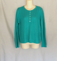 Laura Scott sweater Henley pullover PXL green cable long sleeves scoop neck - $12.69