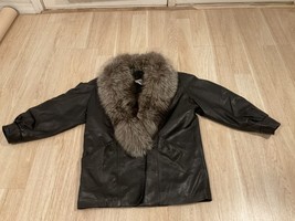 Marvin Richards Leather Jacket Genuine Silver Fox Size Xs Left Pocket Hole - £73.10 GBP