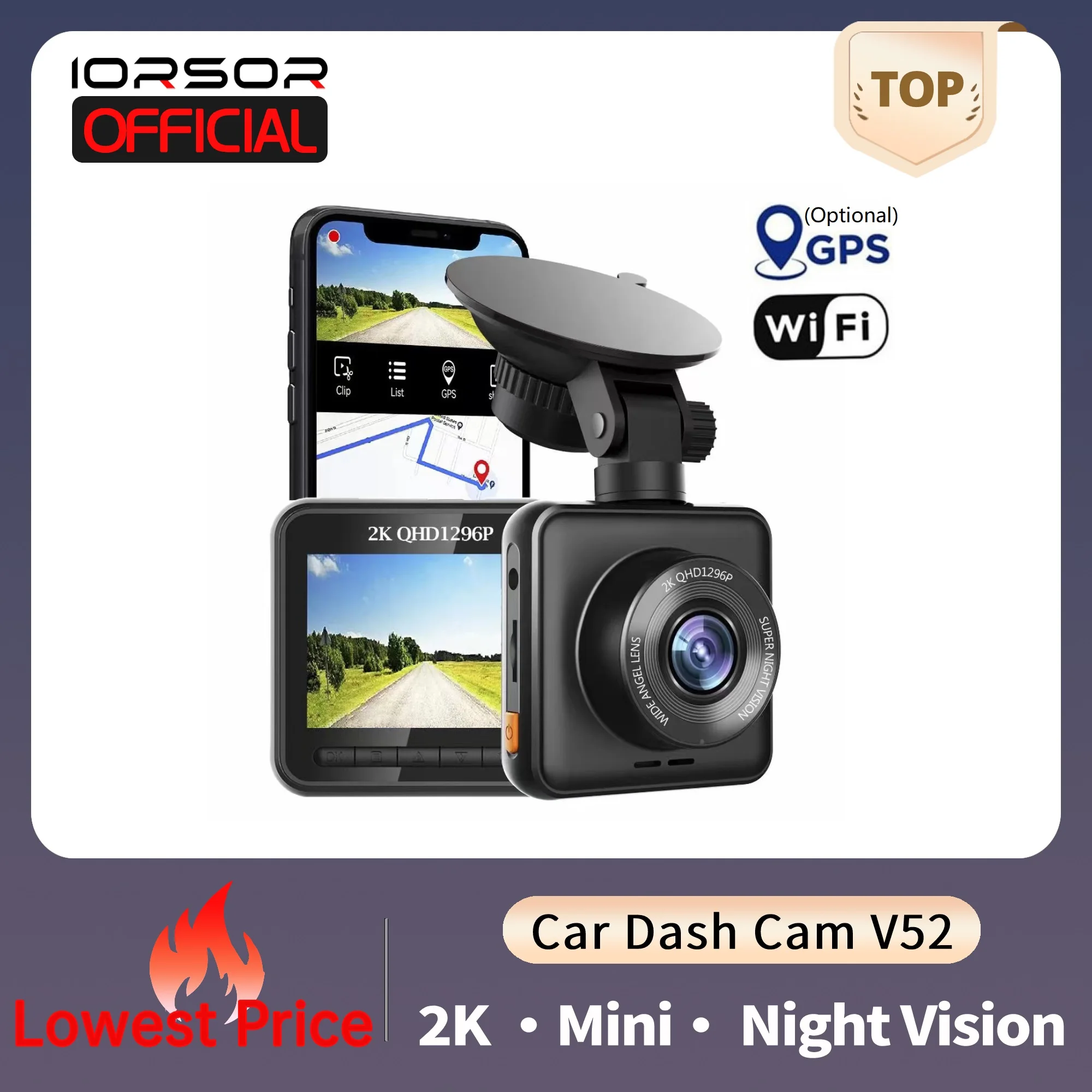 2K Dash Cam for Car Camera Wifi GPS Dvr Para Coche Night Vision Dashcam 24h - £46.50 GBP+