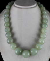 Natural Indian Jade Beaded Round Necklace 1 L 1897 Carats Big Gemstone String - £205.23 GBP