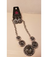 Fashion Jewelry Paparazzi Silvertone Necklace Set Circles Smoky Quartz Look - £3.92 GBP
