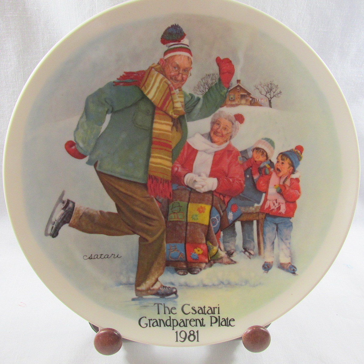 Primary image for Grandparents Ice Skating Lesson Plate Knowles 8" Csatari Series 1981 Original  c