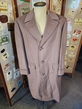 Vtg Mens Wool Coat Long Juilliard  RB Clothes Cocoa Brown Hip Pockets with Flaps - £50.06 GBP