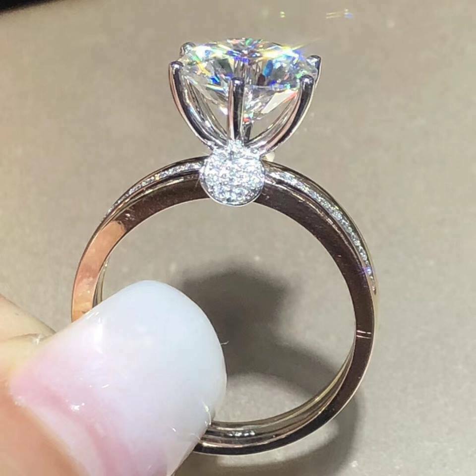 2.10 Carati Taglio Rotondo Diamante Solitario Fidanzamento Anello 14K Oro Rosa Item image 4