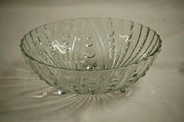 Burple Clear by Anchor Hocking Depression 8-1/2&quot; Dessert Bowl 3 Toed Dot... - £31.13 GBP