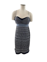 NWT IISLI L sweater knit dress blue black spaghetti strap $398 shimmery ... - $145.49