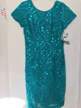 studio 1 teal sequin dress size 10 Short sleeve nice dress - $29.69