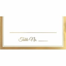 Place Cards 50 Ct Placecard White Gold Trim 4x4 Wedding Anniversary - £6.38 GBP