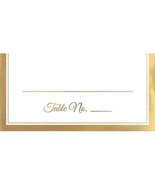 Place Cards 50 Ct Placecard White Gold Trim 4x4 Wedding Anniversary - £6.66 GBP