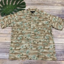 Tori Richard Mens Hawaiian Shirt Size XL Tan Green Palms Beach Tropical ... - £21.11 GBP