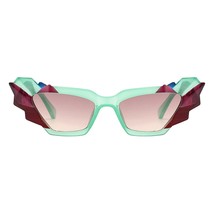 Mujer Gafas de Sol Cristal Gema Cortar Geométrico Trapezoidal Ojos Gato ... - £11.10 GBP
