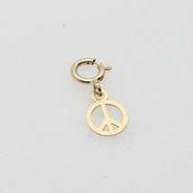 14k gold Tiny peace sign charm pendant with spring clasp lock #bb - £27.62 GBP