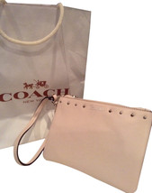 COACH Authentic Darcy Soft Pink Leather Studded Small Wristlet NWT Style#F51256 - £39.36 GBP