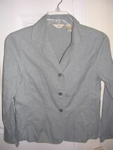 JJill Jacquard Cotton BLUE HAZE Button Down Long Sleeve Jacket Size 10 NWT - $19.75